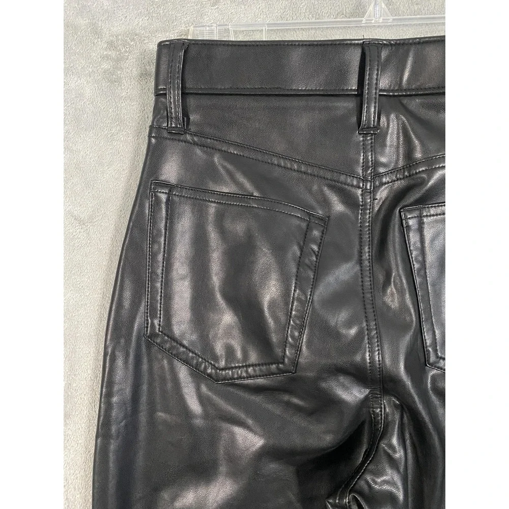 Abercrombie‎ & Fitch Faux Leather Pants Sz 4 Black 90s Straight Punk Rock Edgy